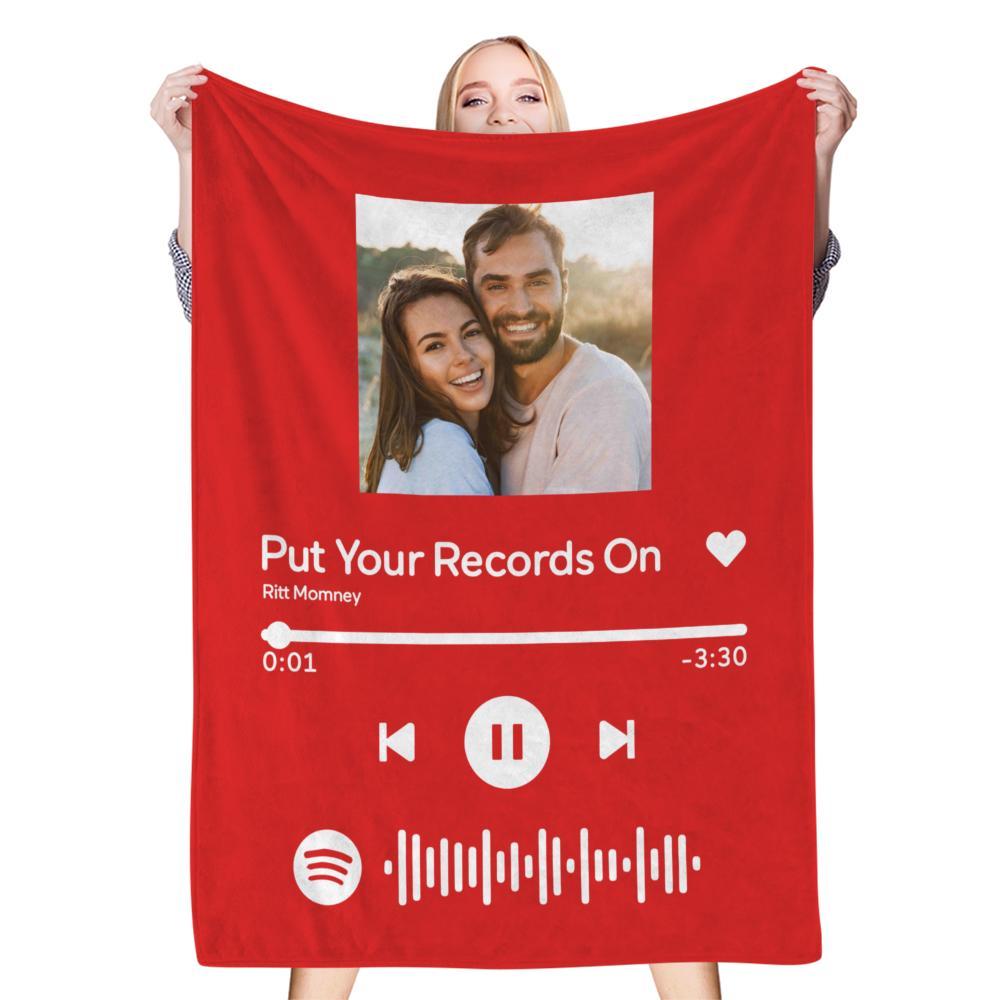 🎵✨FLIPSTYLEZ LLC. Custom Spotify Code Photo Blanket – Scan to Play Your Song!