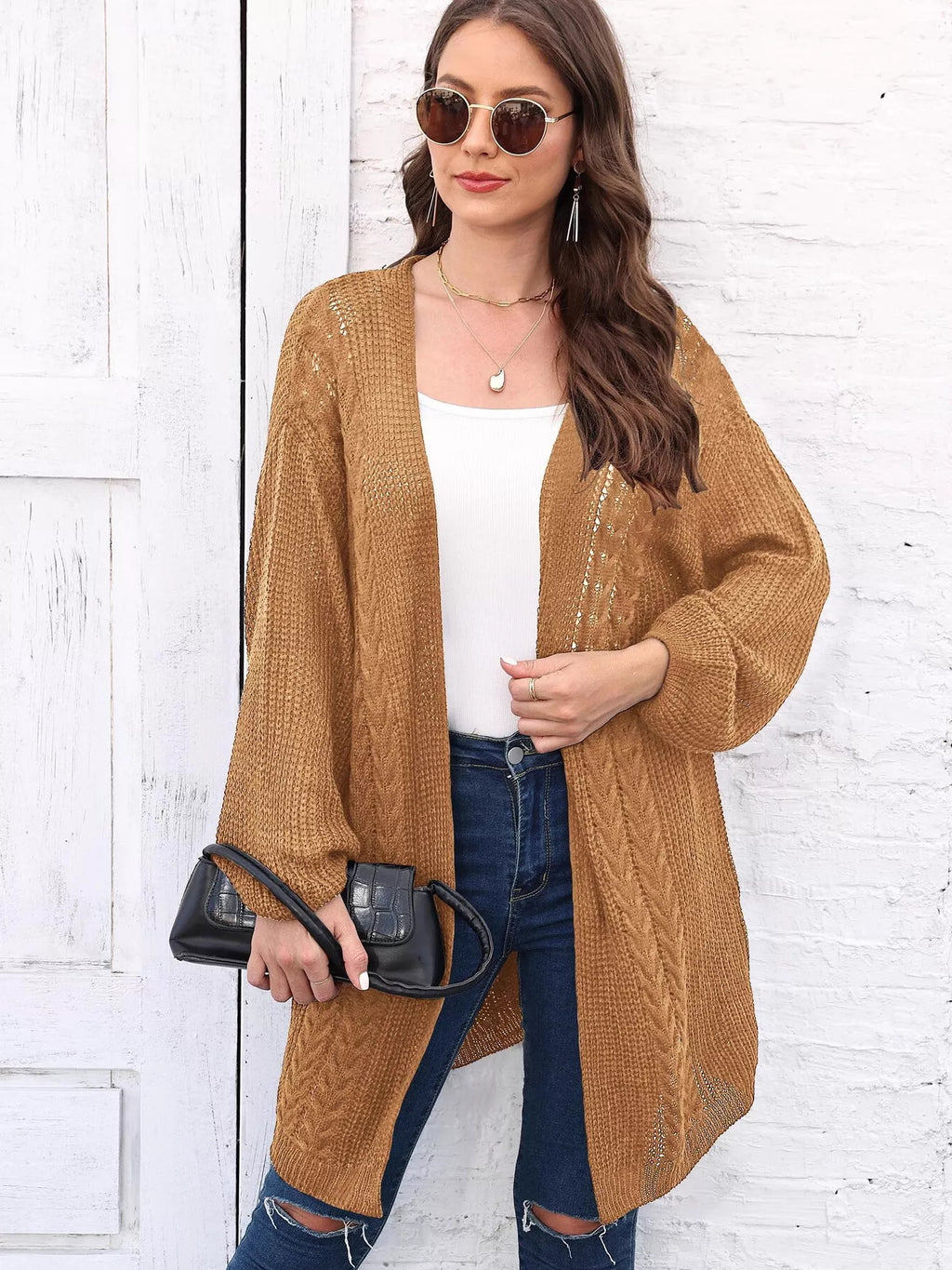 Open Front Long Sleeve Cardigan