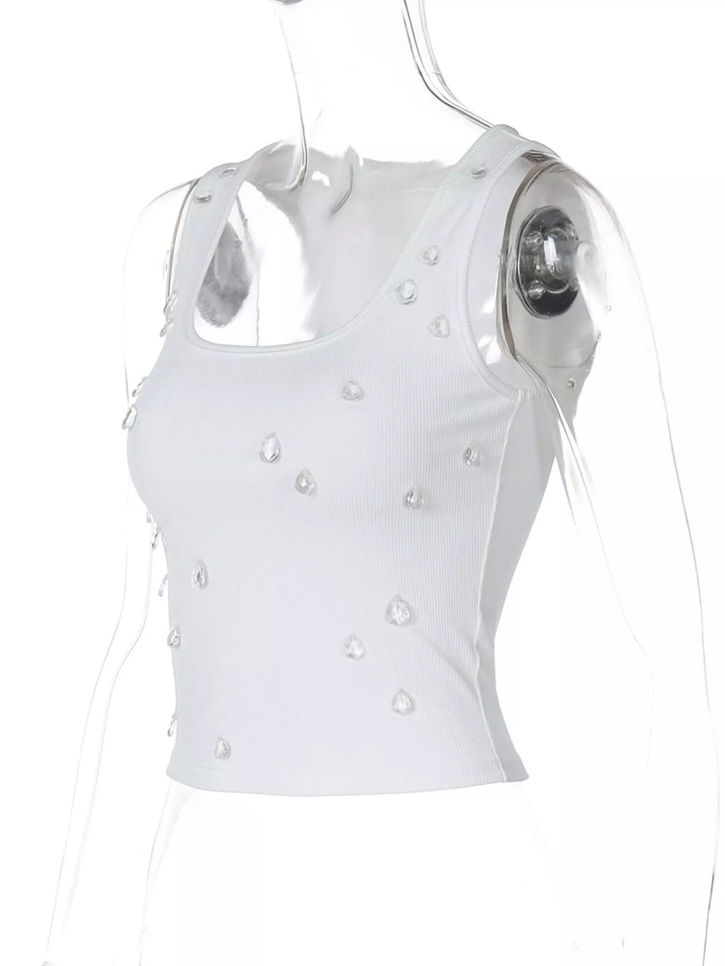 Bead Embellished Square Neck Tank