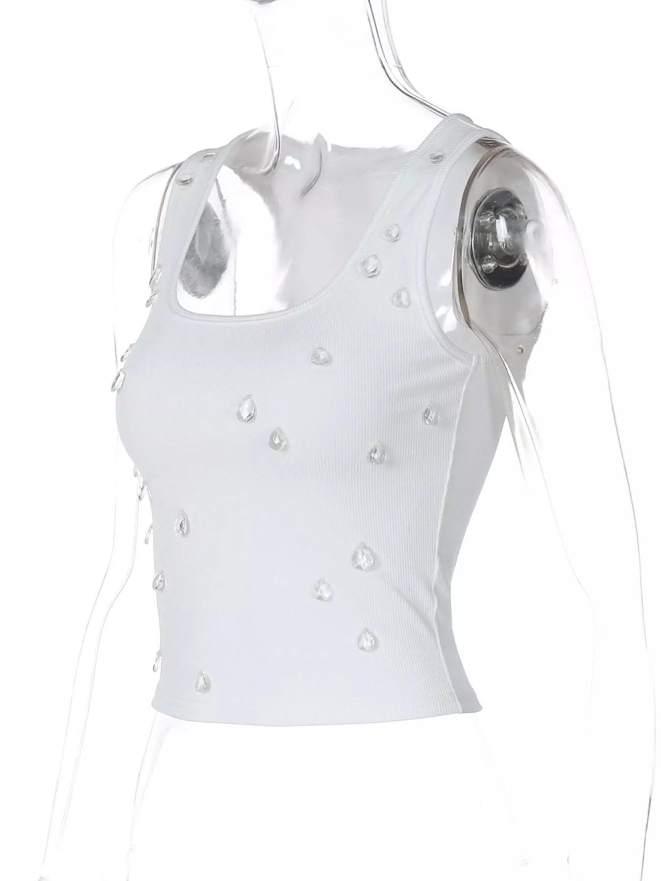 Bead Embellished Square Neck Tank