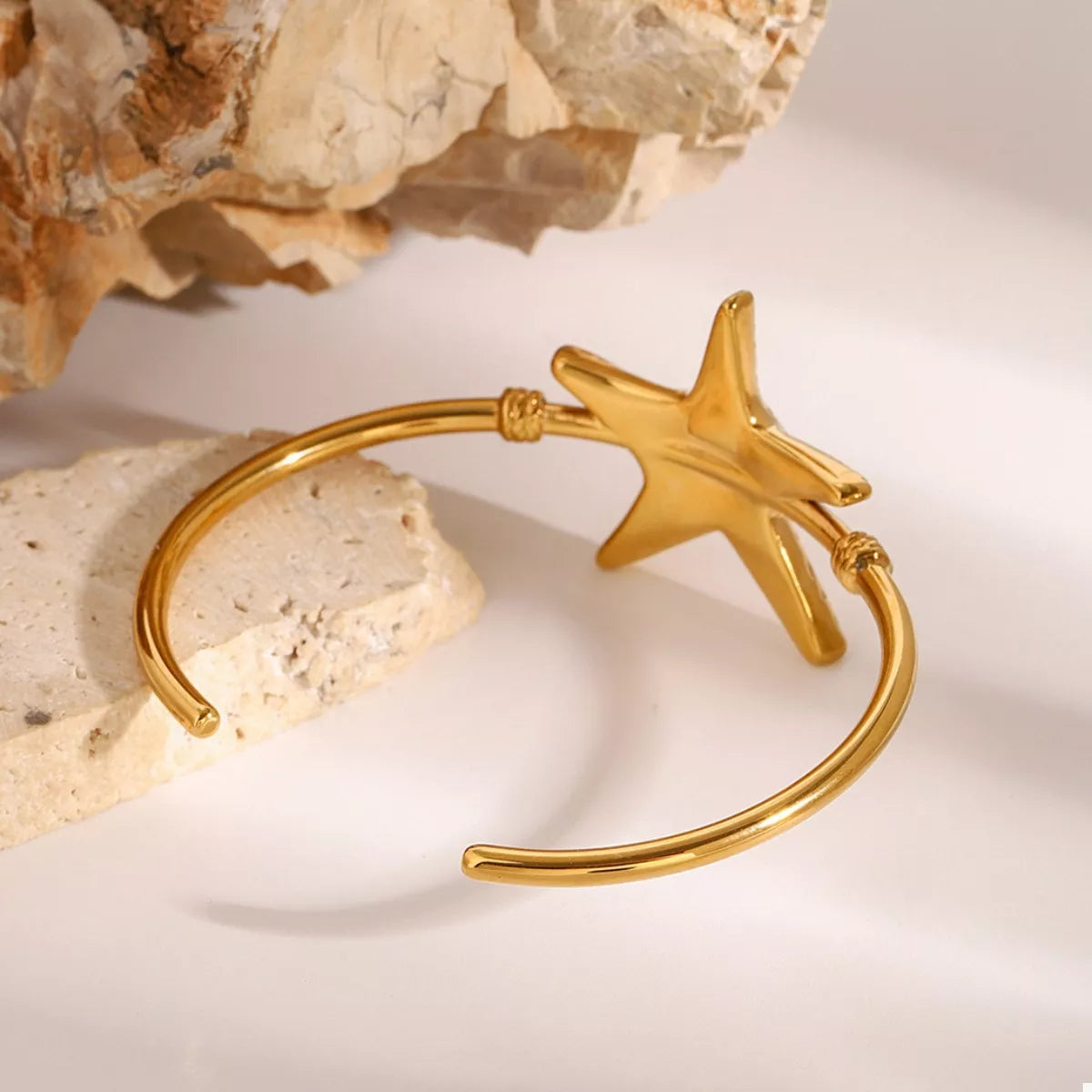 18K Gold-Plated Starfish Open Bracelet