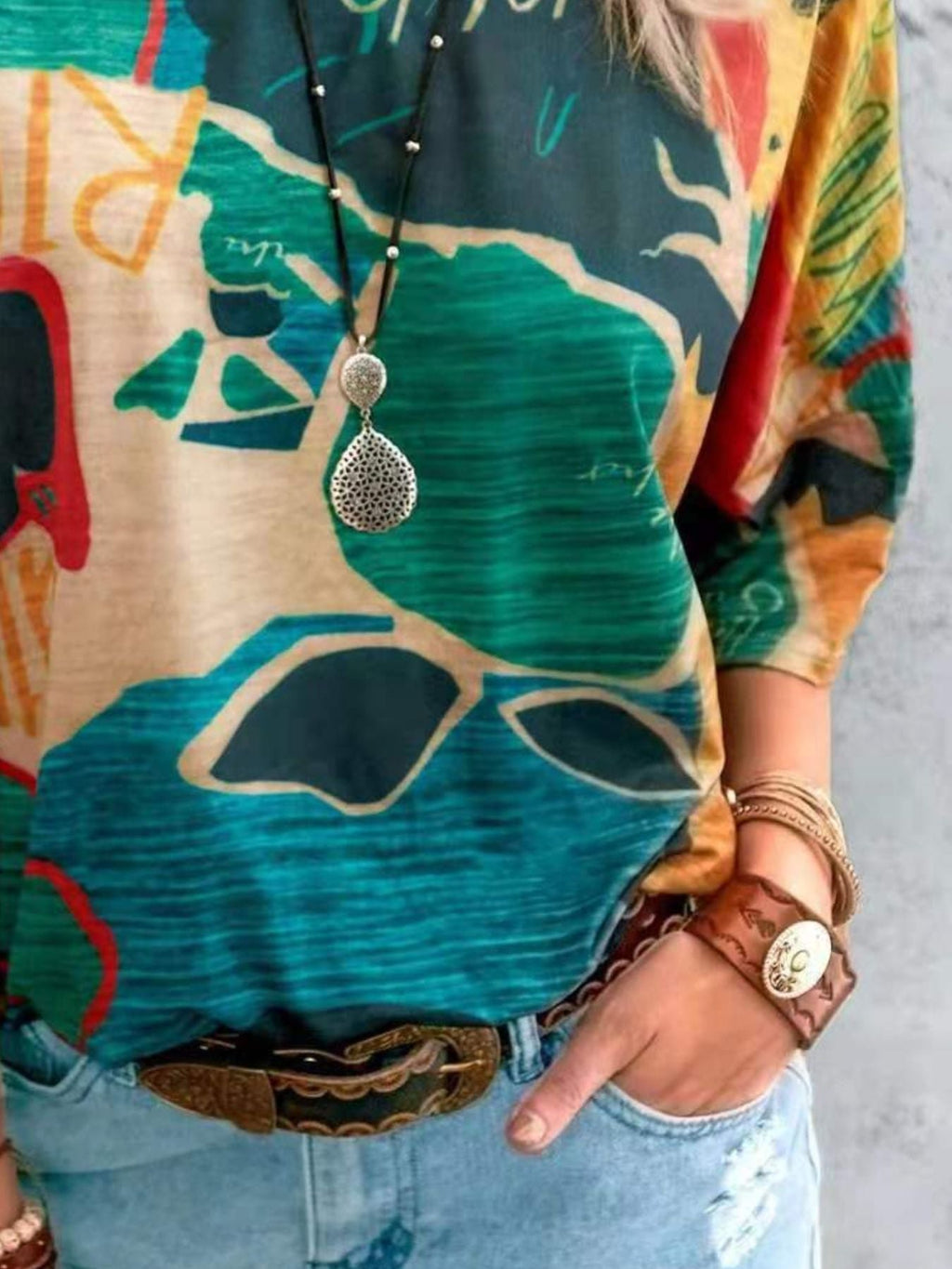 Contrast Round Neck Casual T-Shirt