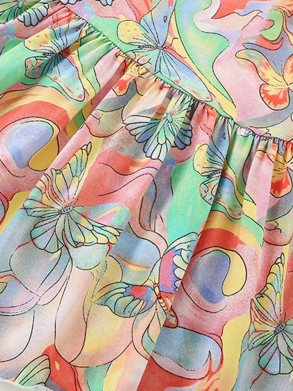 Children's Butterfly Print Short Sleeve Dress