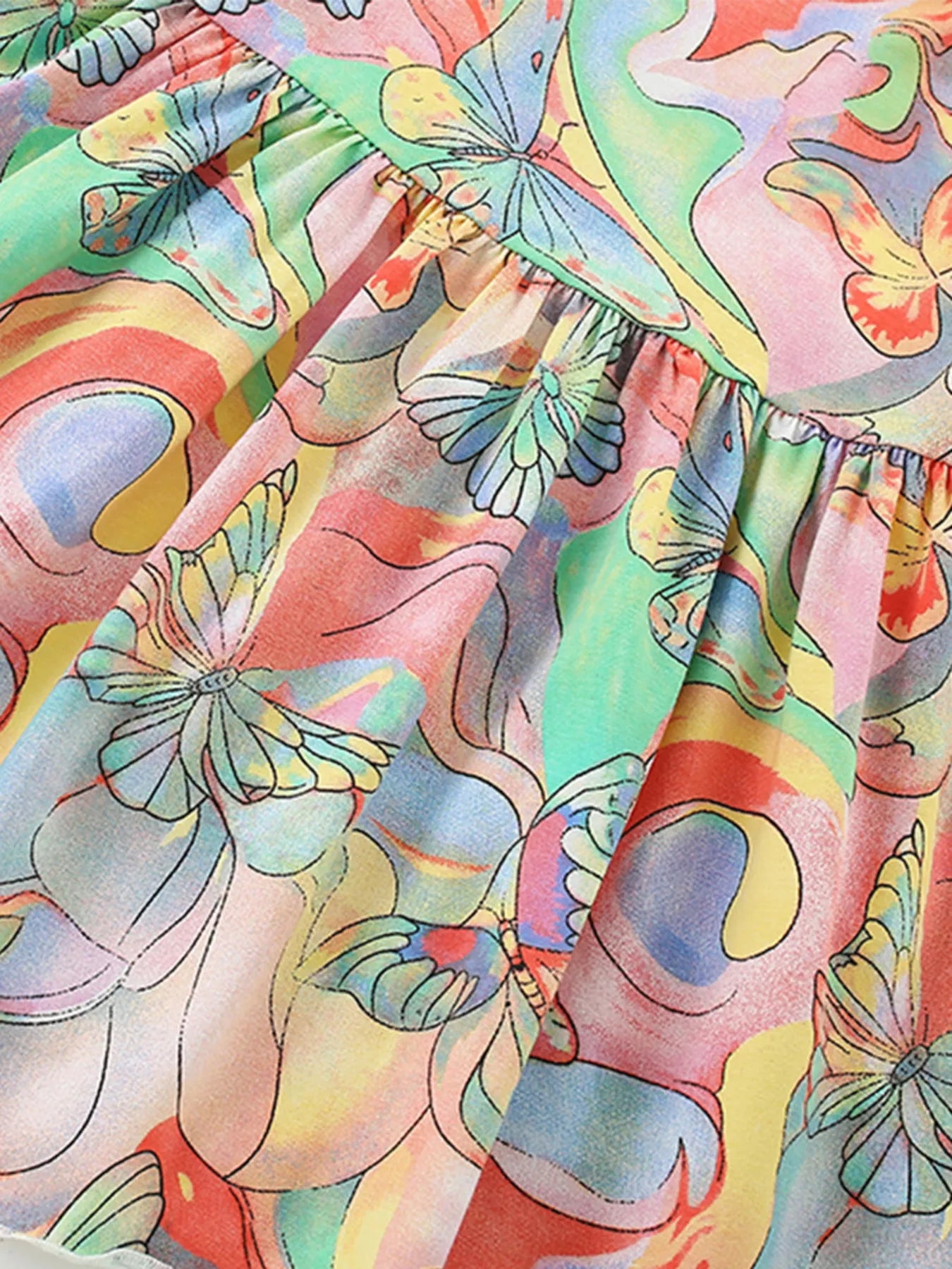 Children's Butterfly Print Short Sleeve Dress