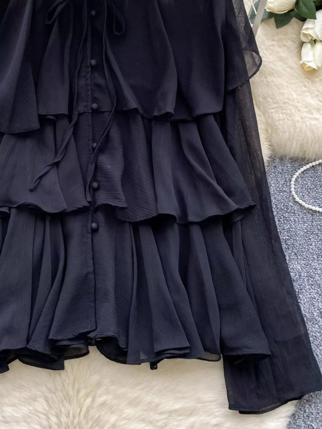 Ruffle Tiered Chiffon Blouse