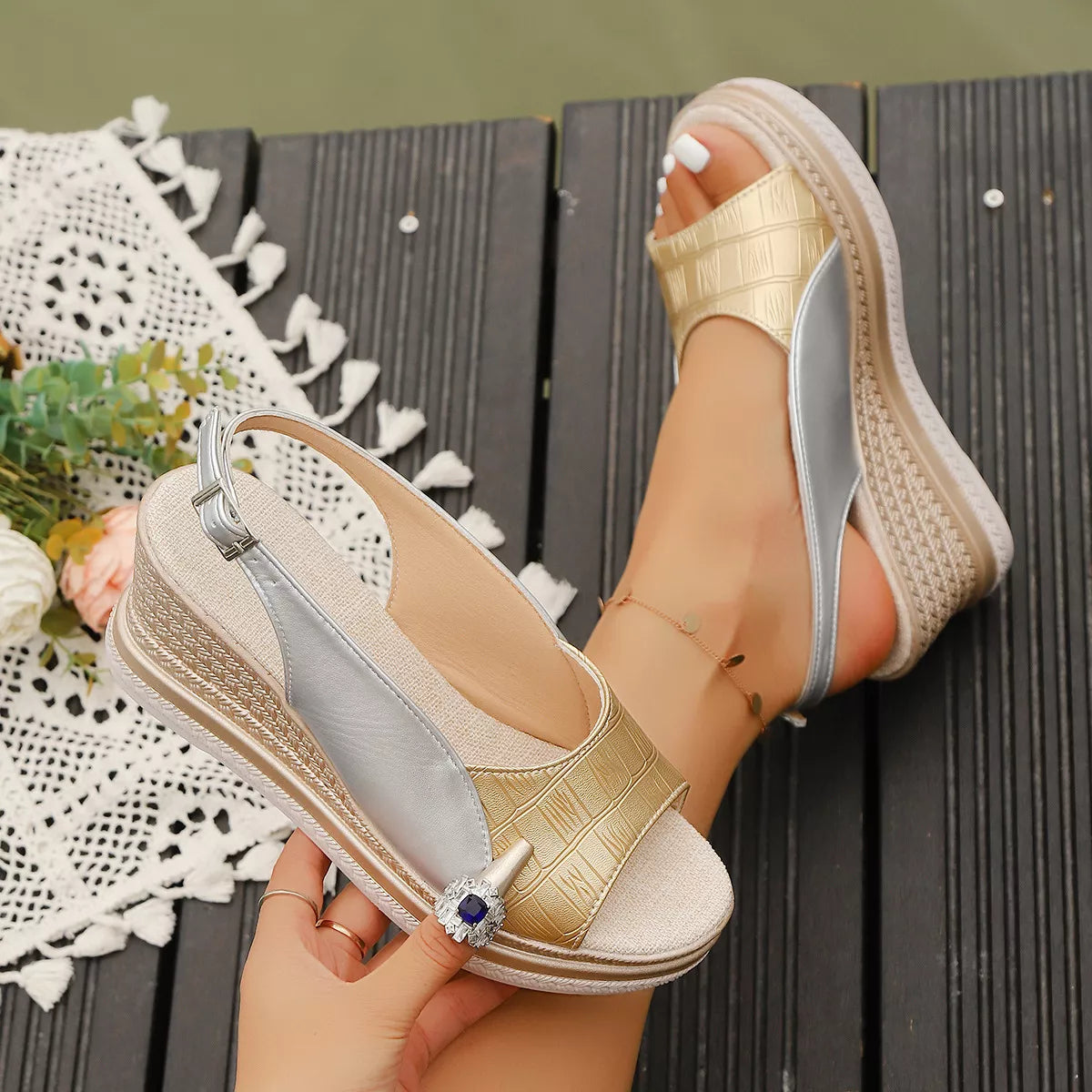 Open Toe Wedge Sandals