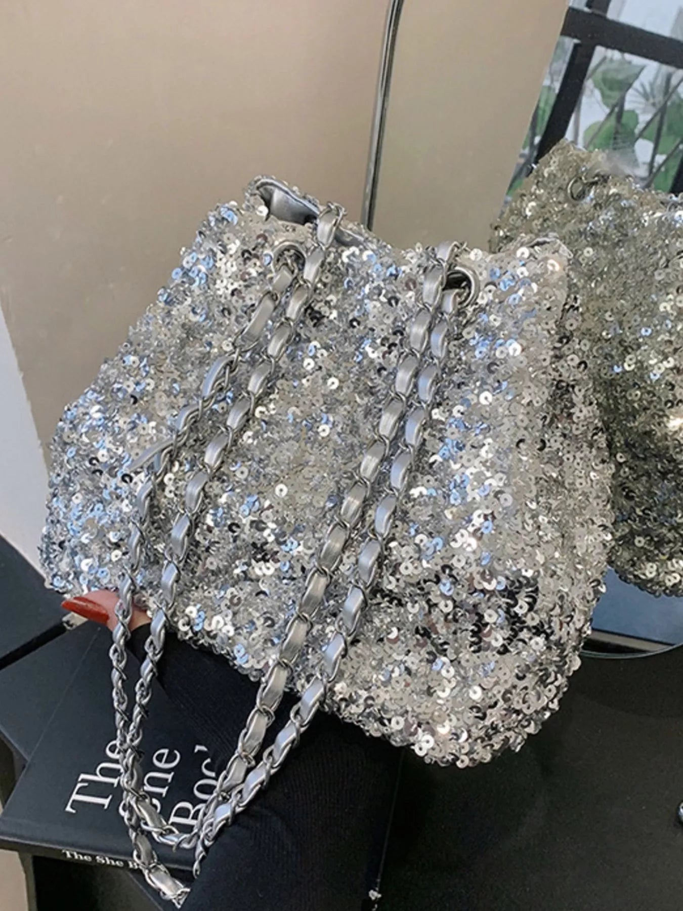 Sequin Bucket Shoulder Bag