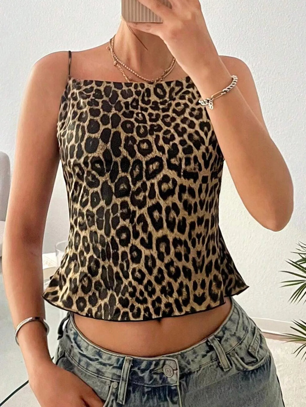 Leopard Print Cami with Back Tie