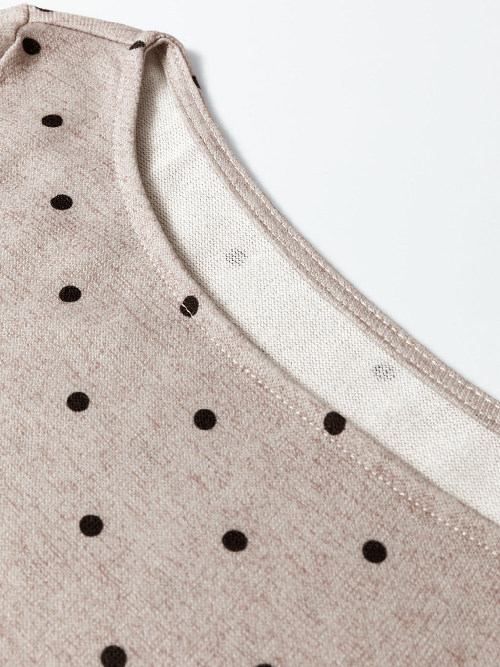 Polka Dot Boat Neck Knit Long Sleeve T Shirt