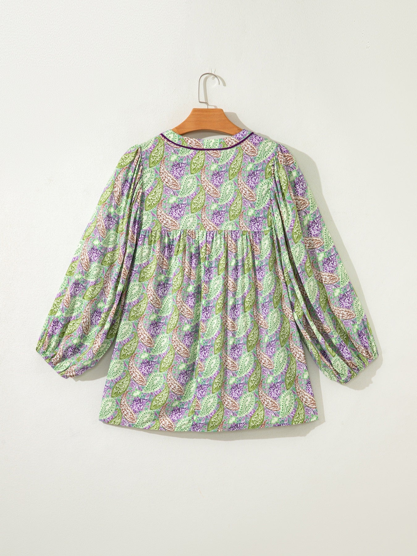 Paisley Print Half Puff Sleeve Blouse