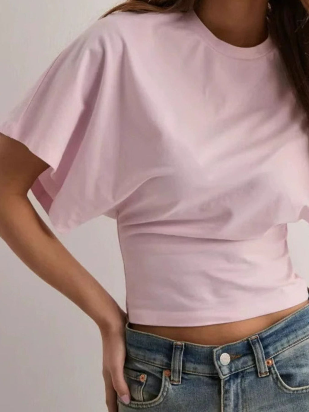 Batwing Sleeve Fitted Waist T-Shirt