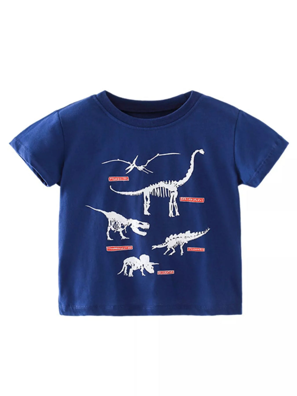 Children's Dinosaur Print Crew Neck Short Sleeve T-Shirt