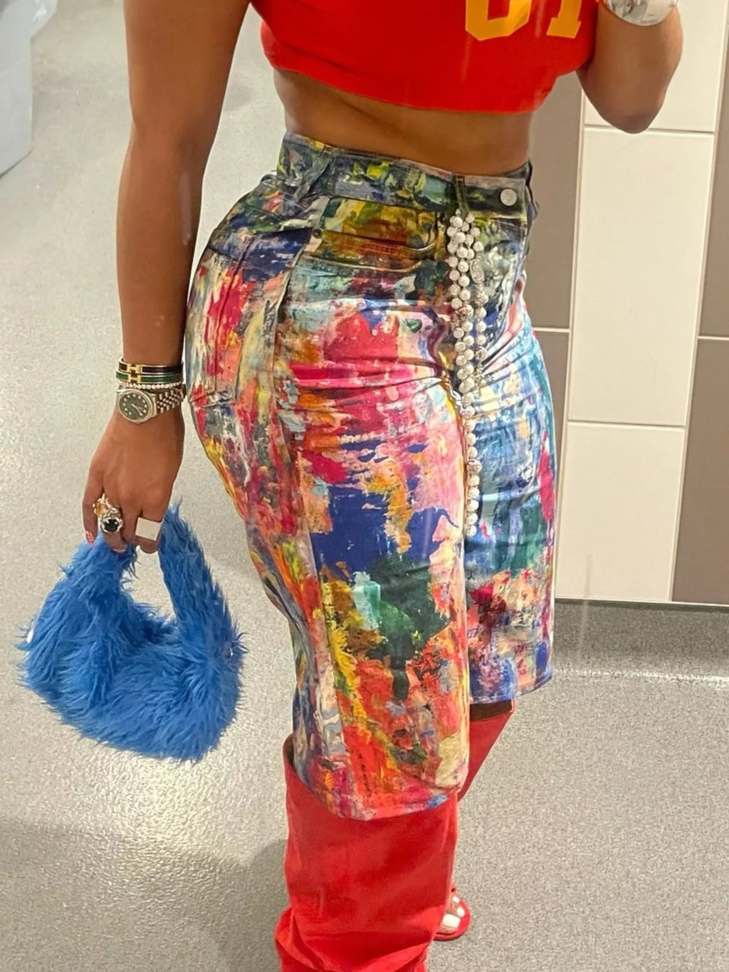 Artistic Splash Print Shorts