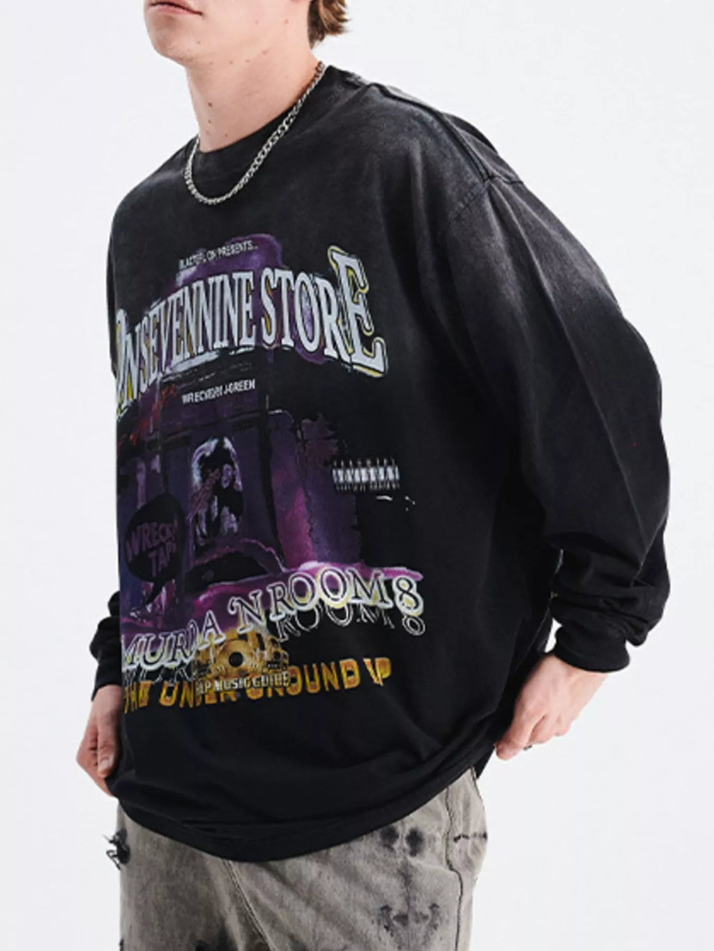 Men's Graphic Round Neck Long Sleeve T-Shirt