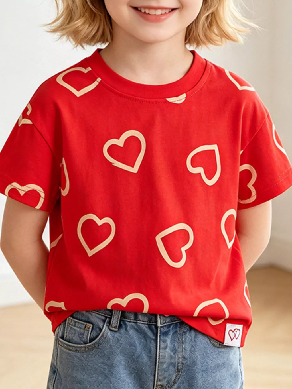 Children's Heart Print Cotton T-Shirt