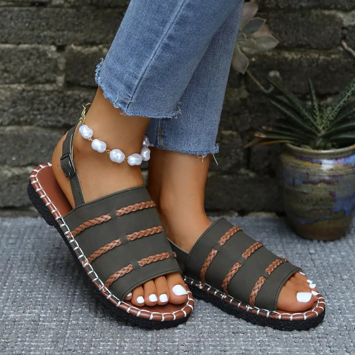Open Toe Buckle Sandals