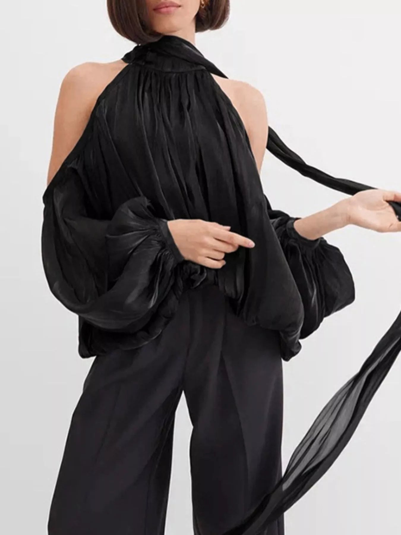 Cold Shoulder Long Sleeve Blouse