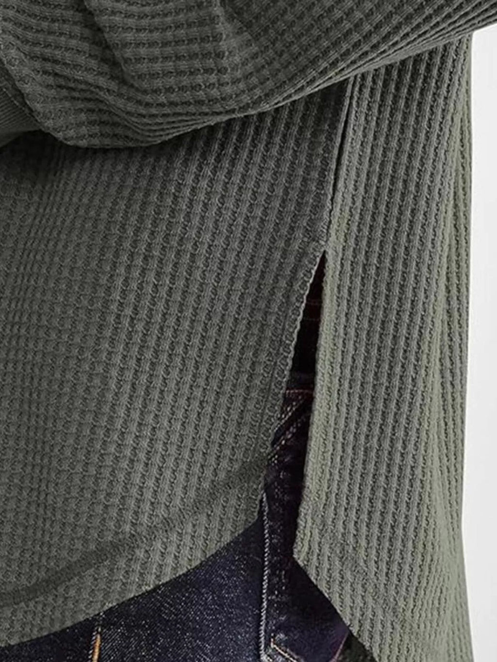Waffle Knit Long Sleeve Sweatshirt