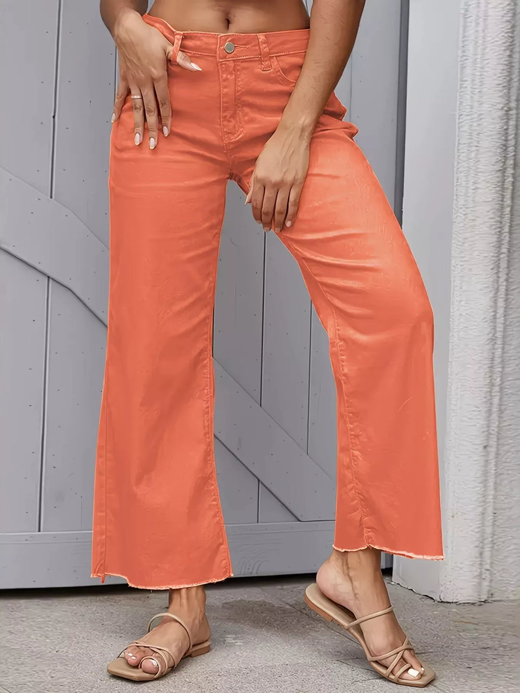 Raw Hem Wide Leg Jeans
