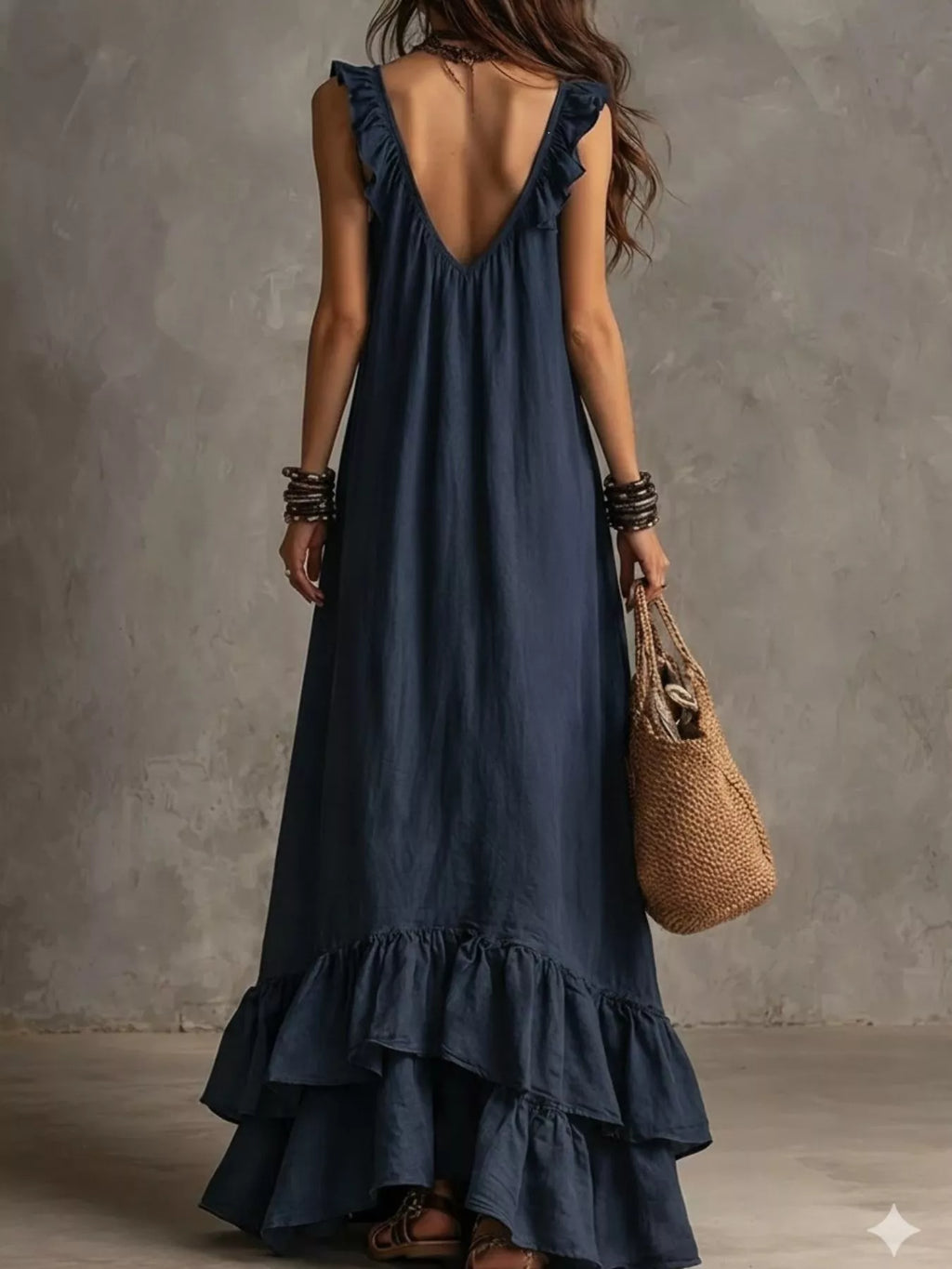 Ruffled Sleeveless Maxi Dress