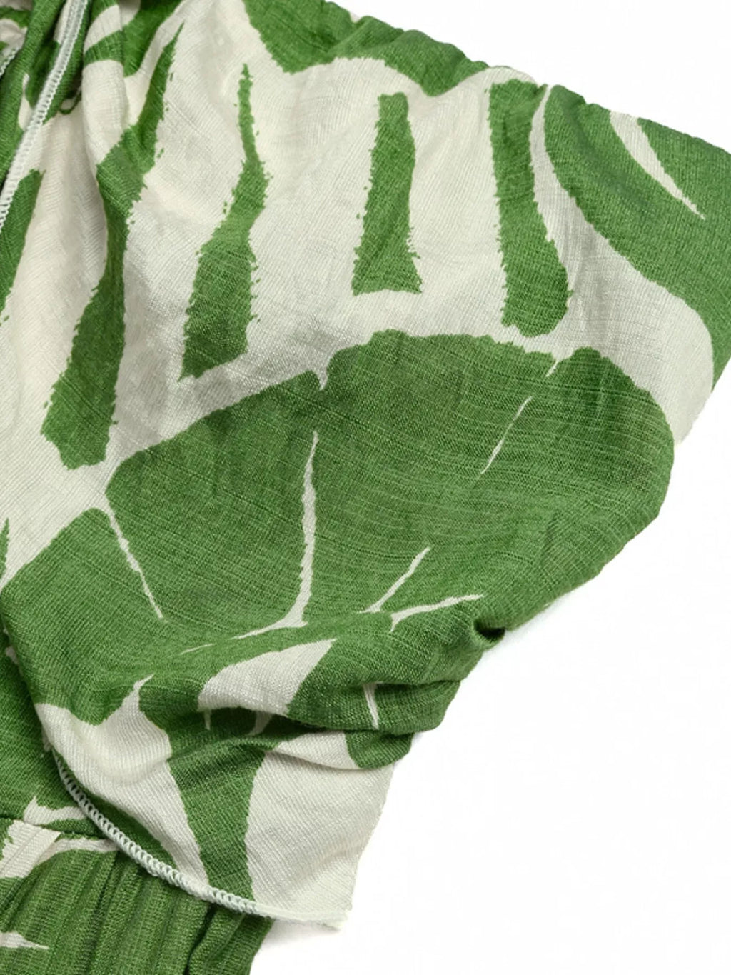Tropical Print Tie Front Strapless Wide Leg Jumpsuit