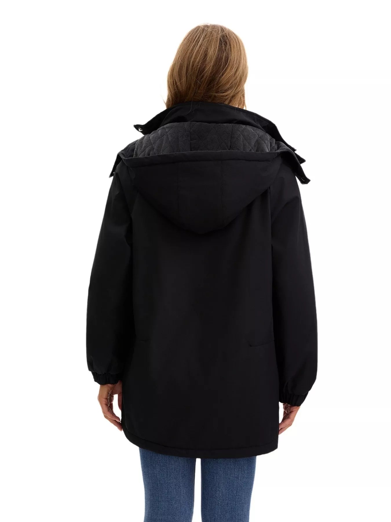 Full Size Zip Up Hooded Parka Outerwear Plus Size