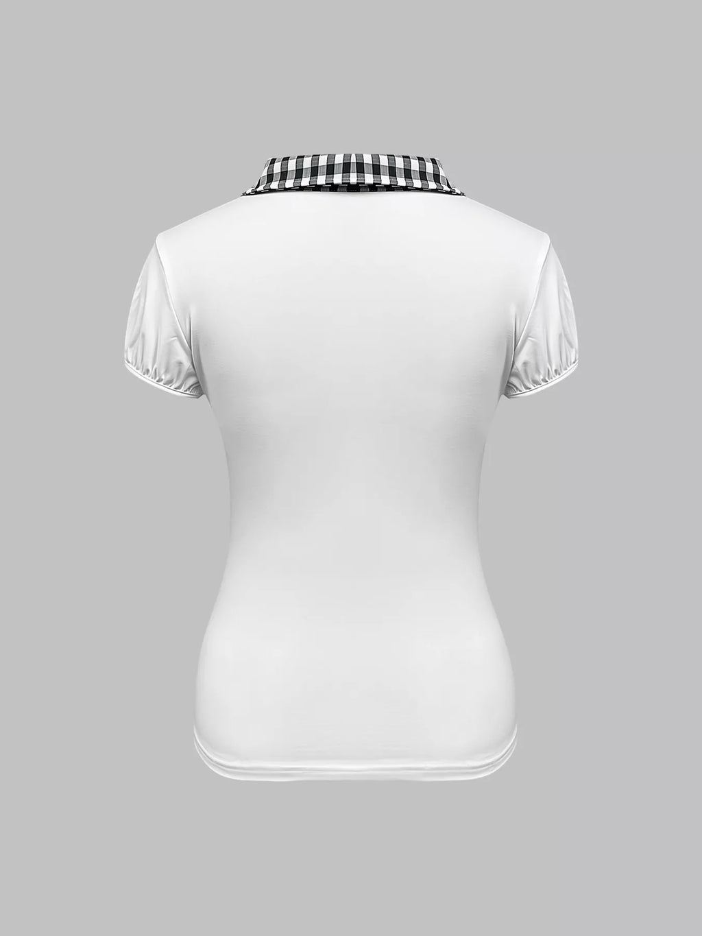 Gingham Collar Slim Fit Blouse