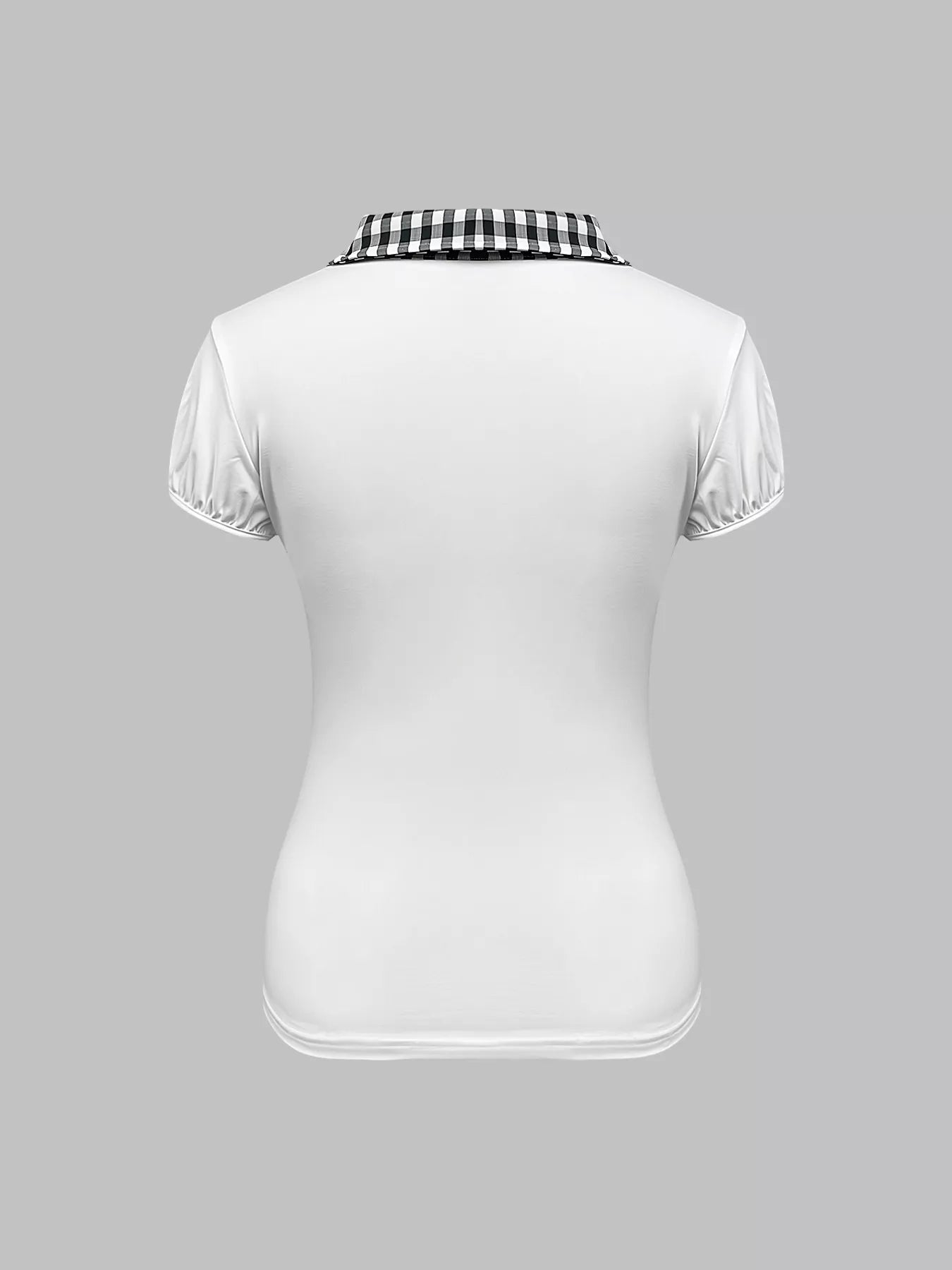 Gingham Collar Slim Fit Blouse