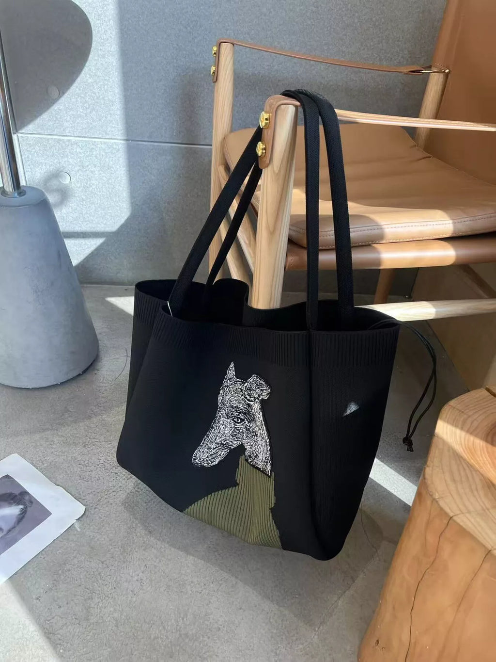 Dog Knit Shoulder Bag