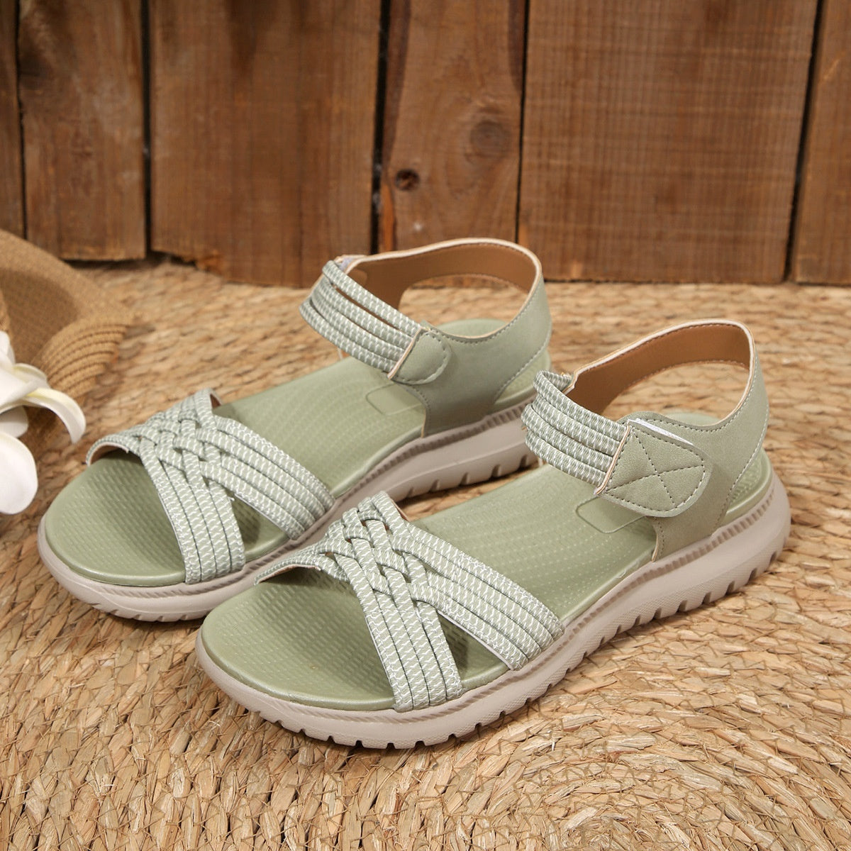 Open Toe Woven Strap Sandals