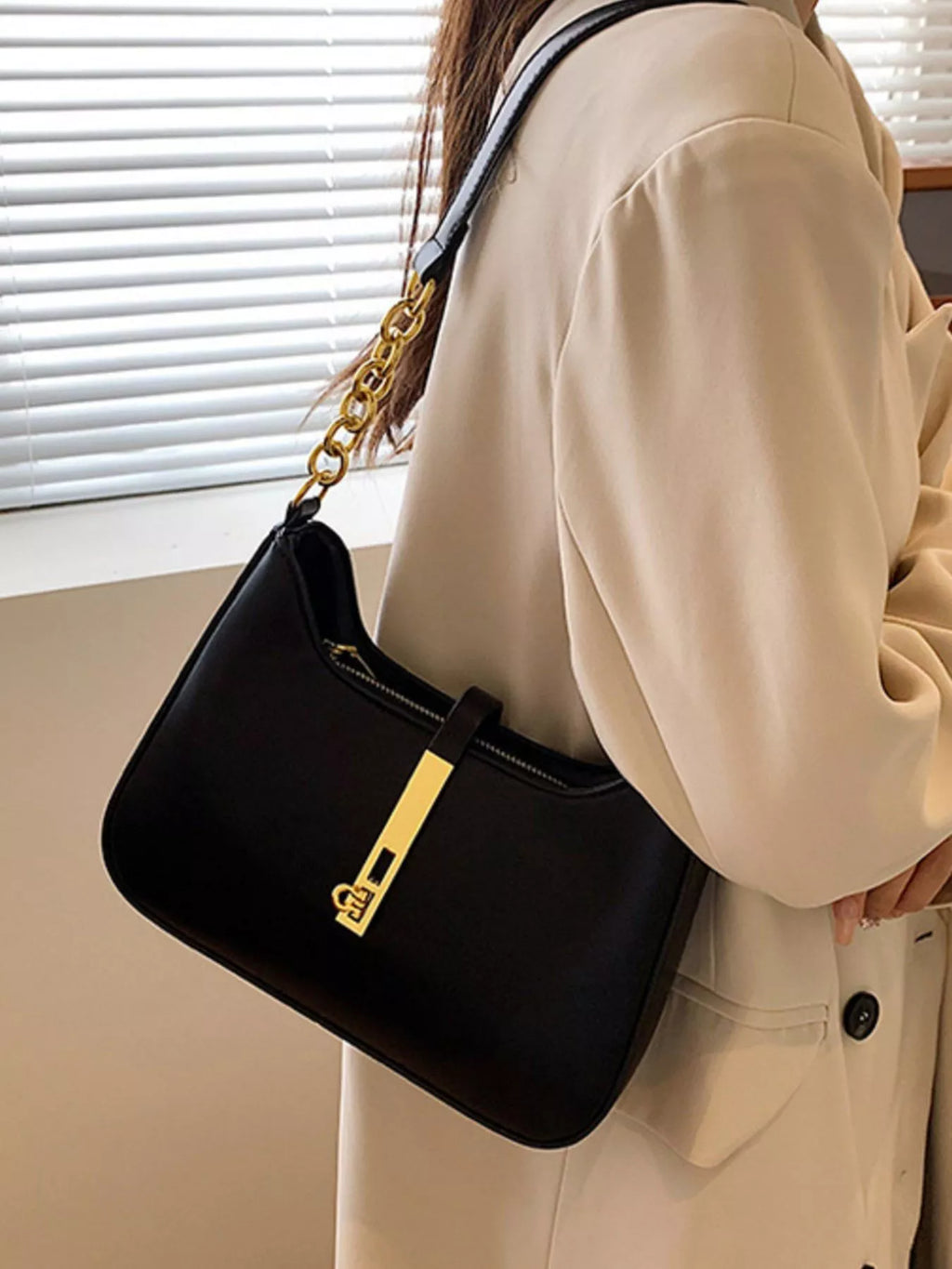 Golden Buckle Shoulder Bag