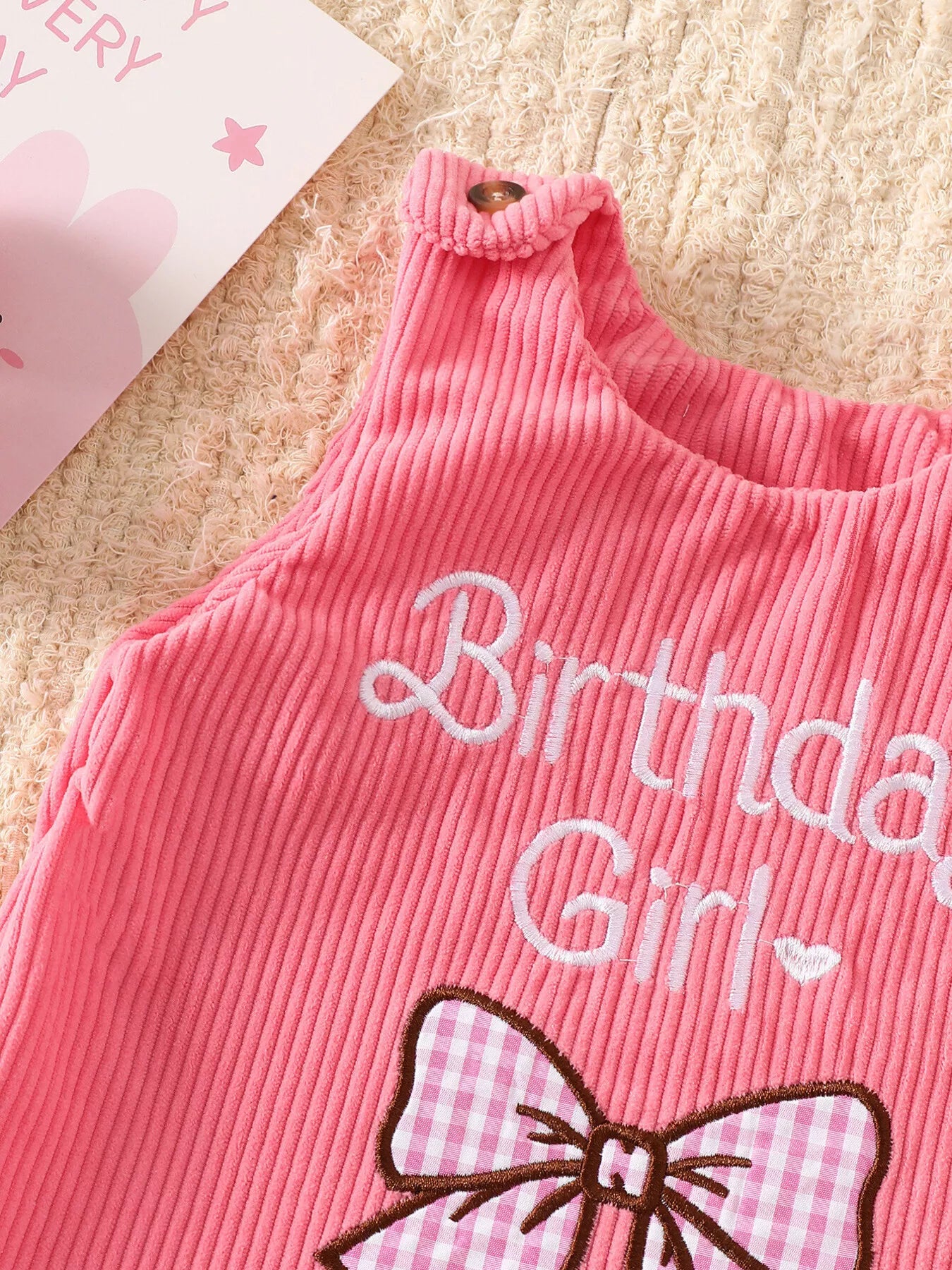 Children's Plaid Hem Corduroy Sleeveless Dress