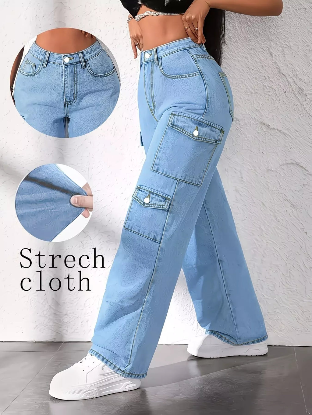 High Waist Cargo Jeans