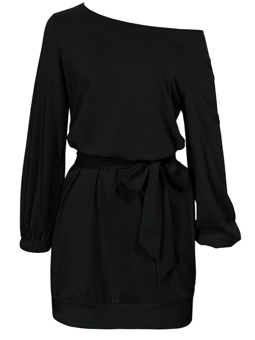 One Shoulder Tie Waist Dress