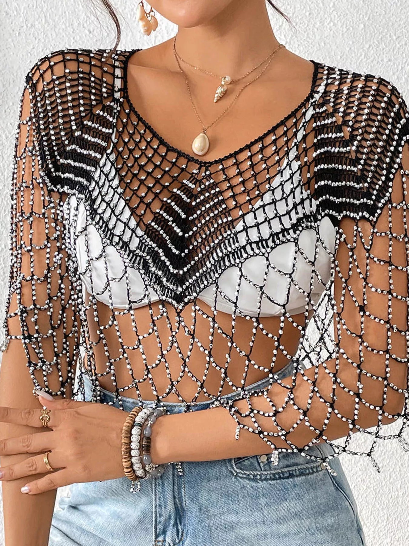Beaded Crochet Cover Up