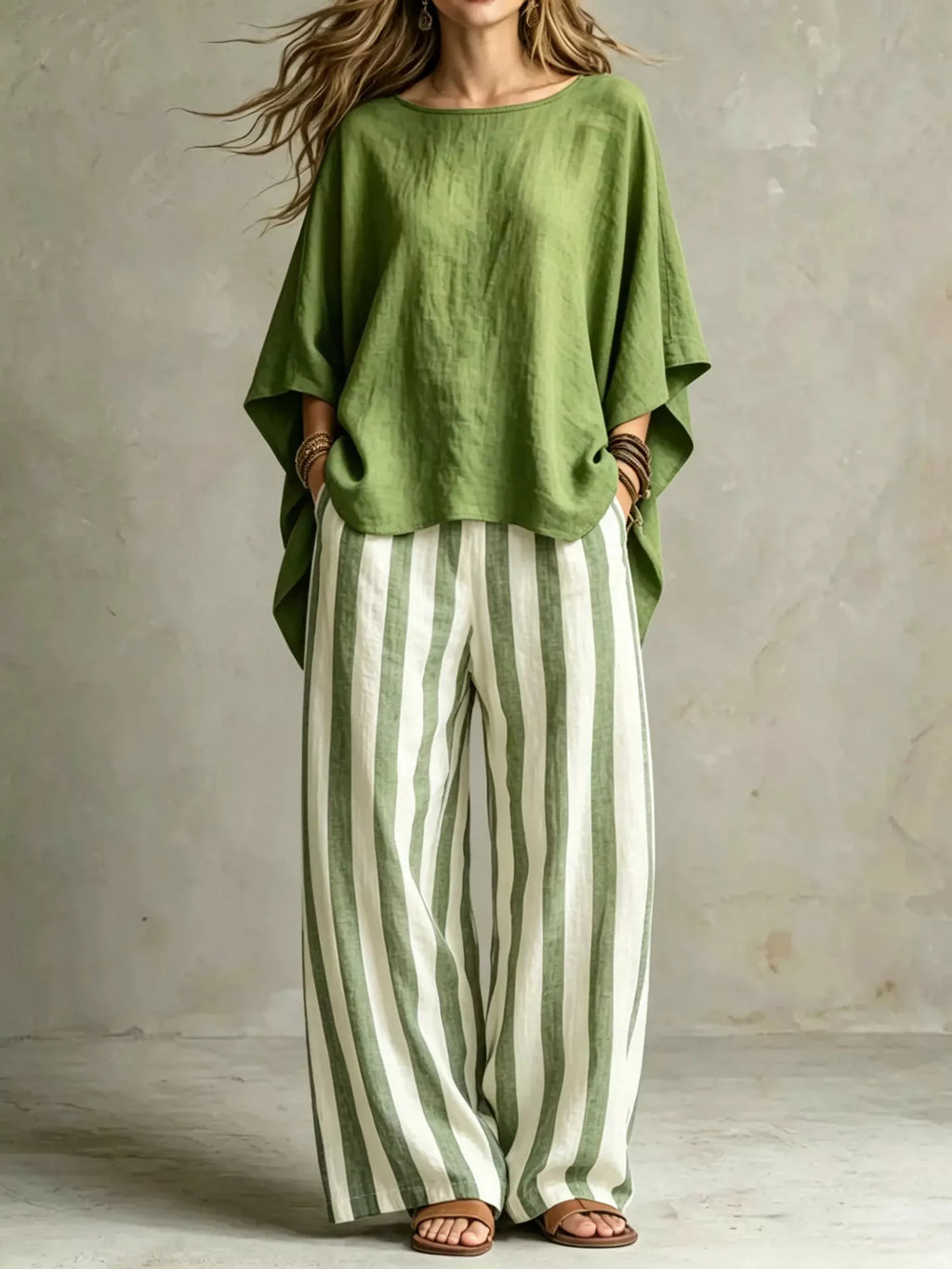 Full Size Solid Color Top and Pants Set Plus Size