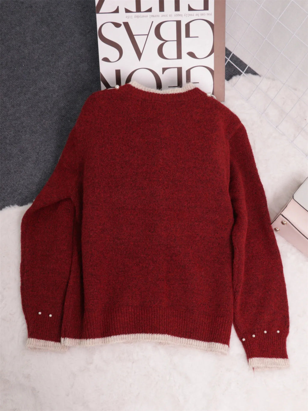 Pearl Embellished Button-Front Cardigan