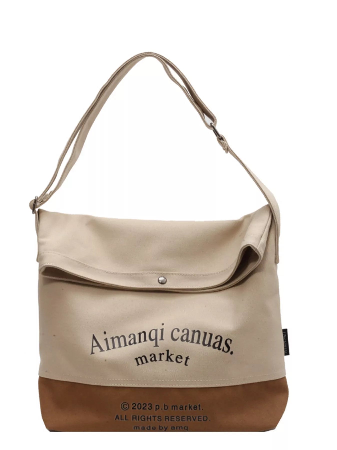 Color Block Canvas Shoulder Bag