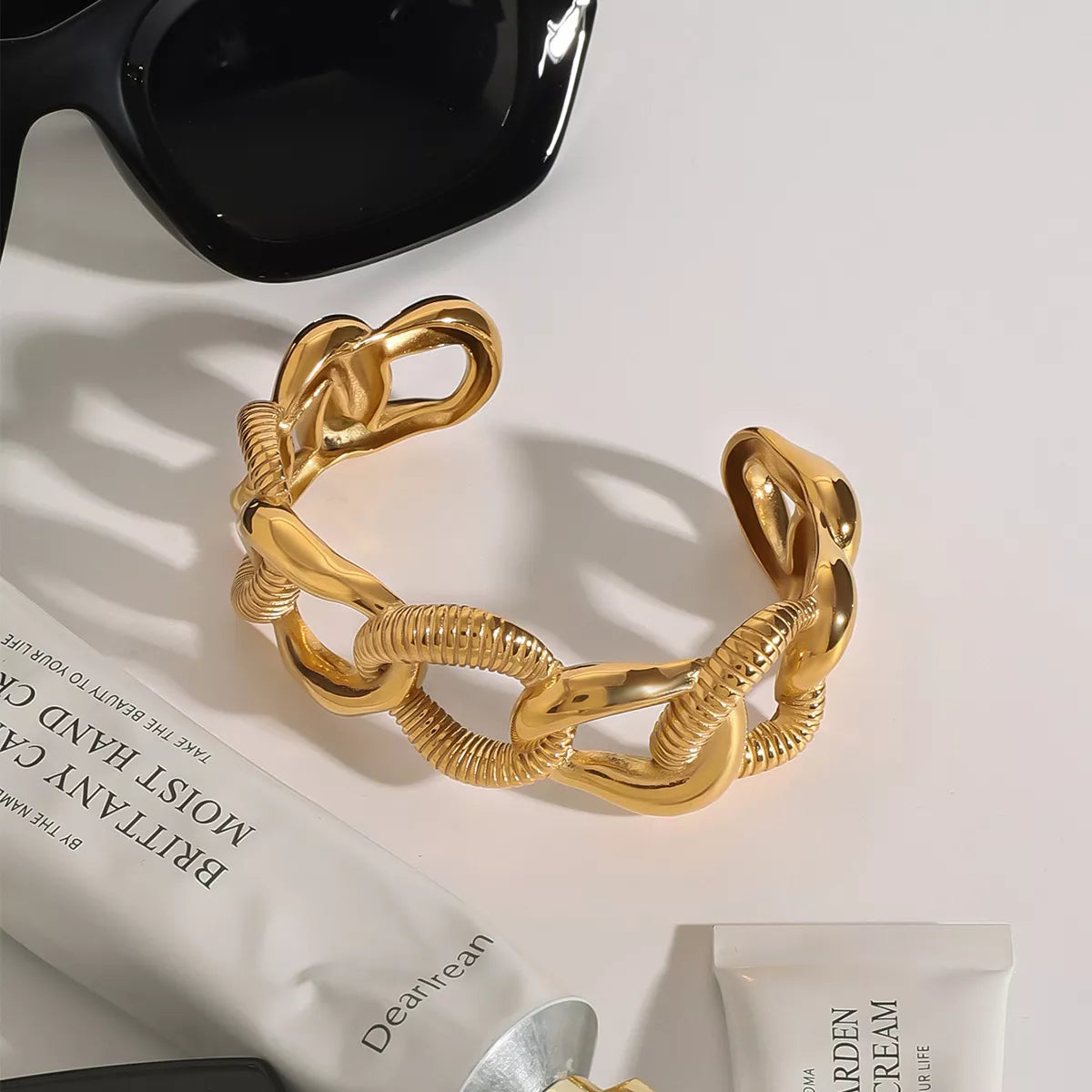 18K Gold-Plated Chain Link Open Bracelet