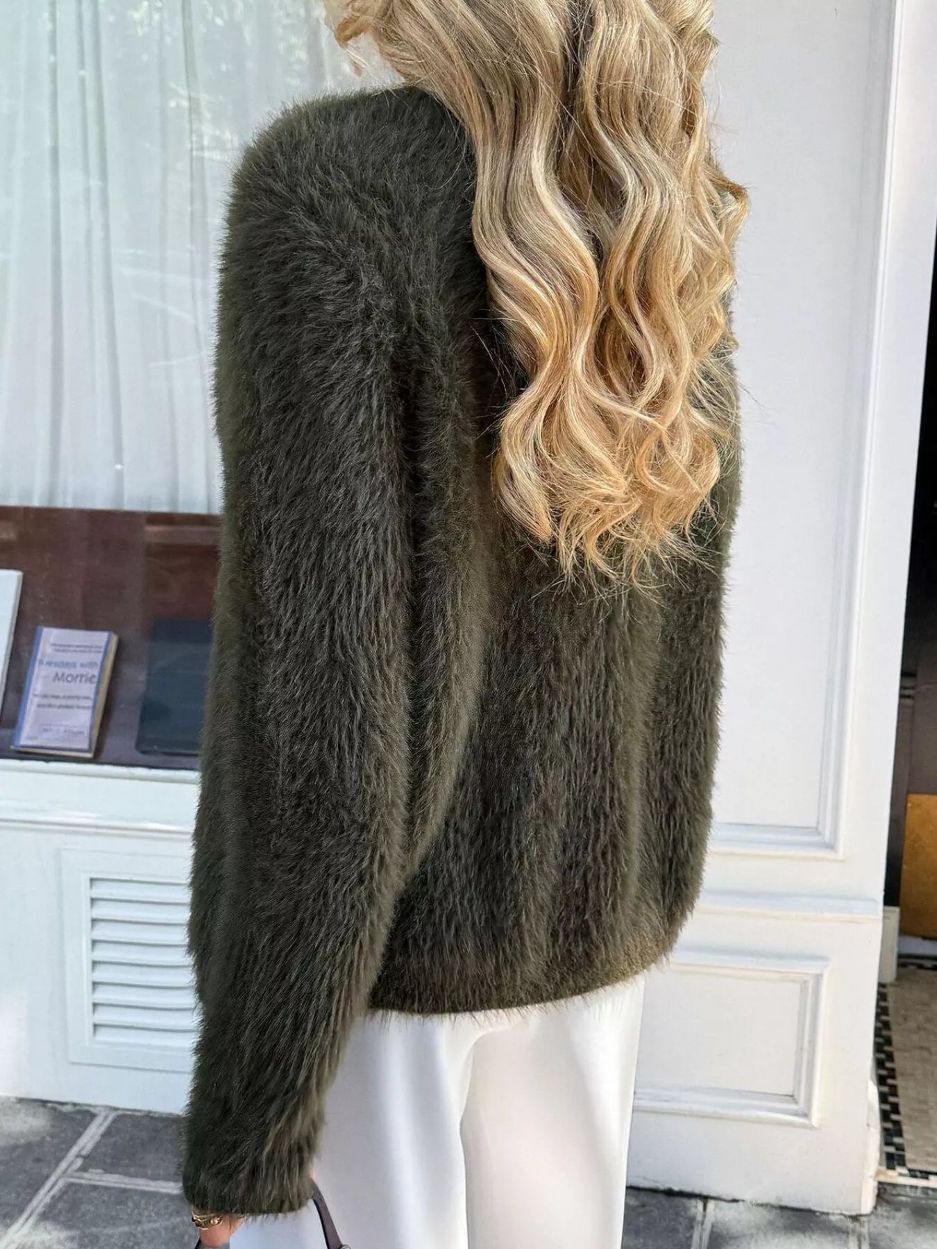 Fuzzy Knit Button-Up Cardigan