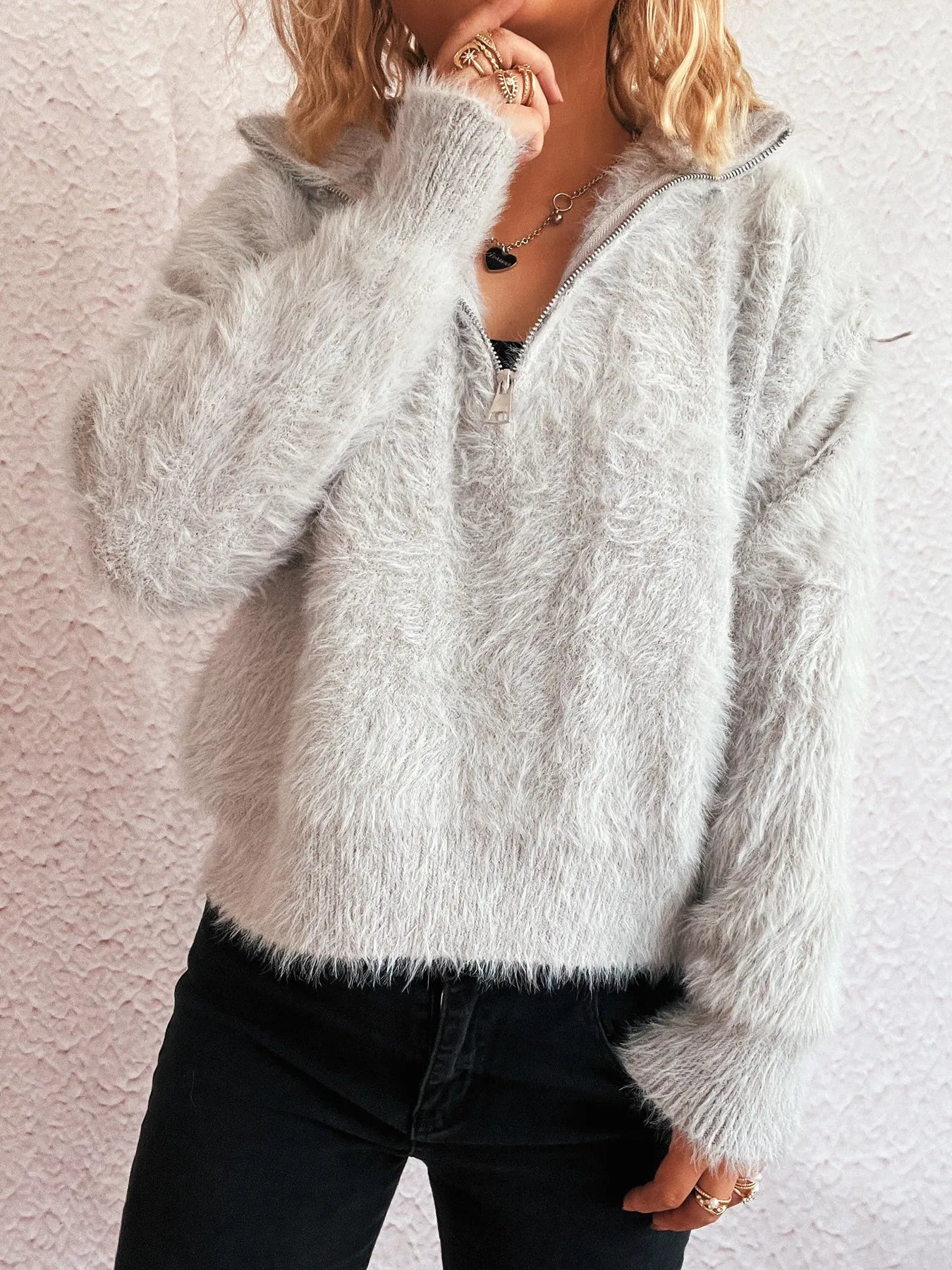 Cozy Fuzzy Half-Zip Sweater
