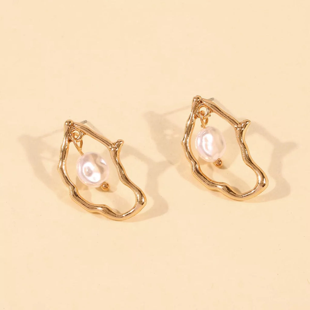 18K Gold-Plated Pearl Earrings