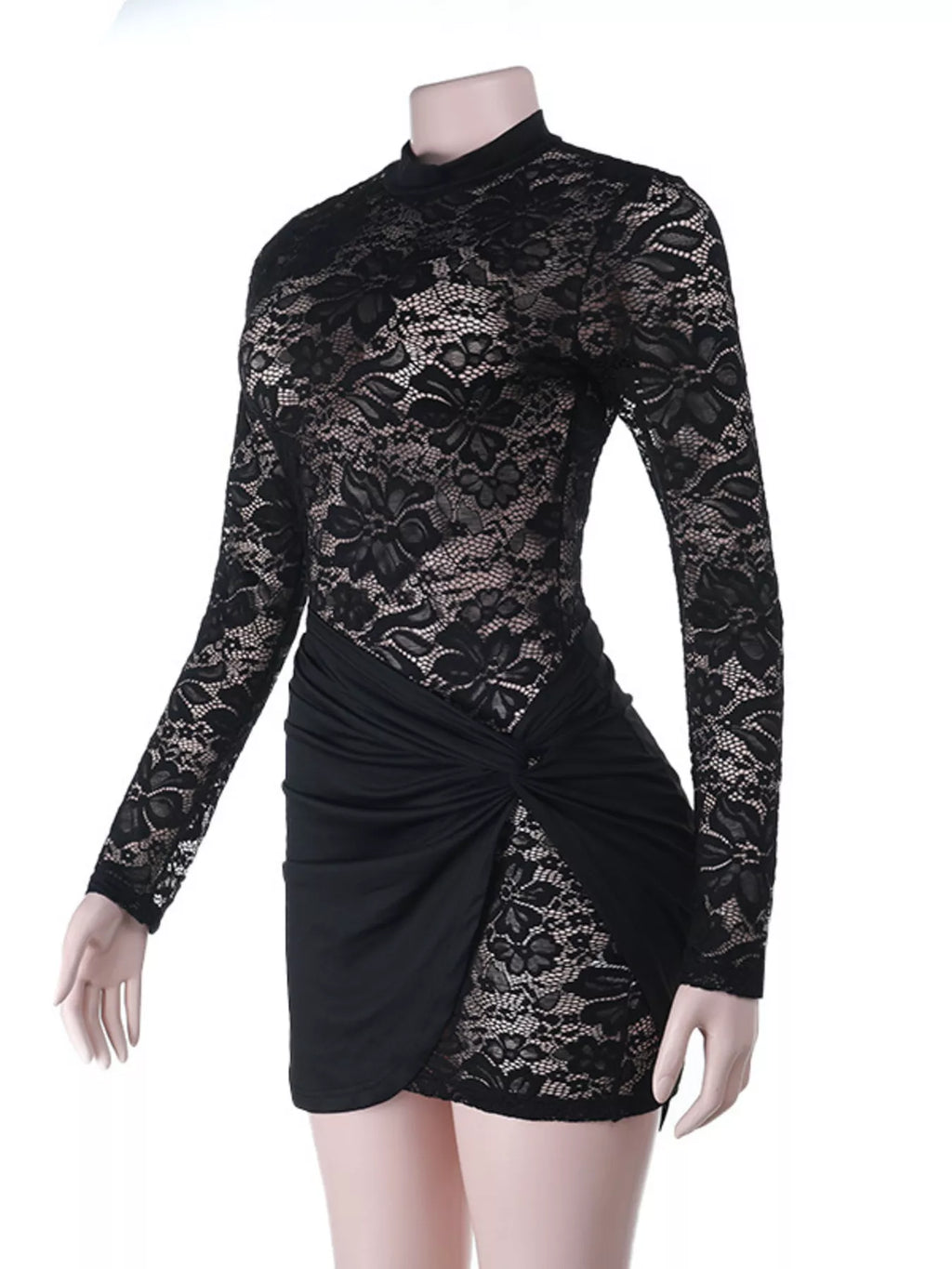Lace Long Sleeve Bodycon Mini Dress