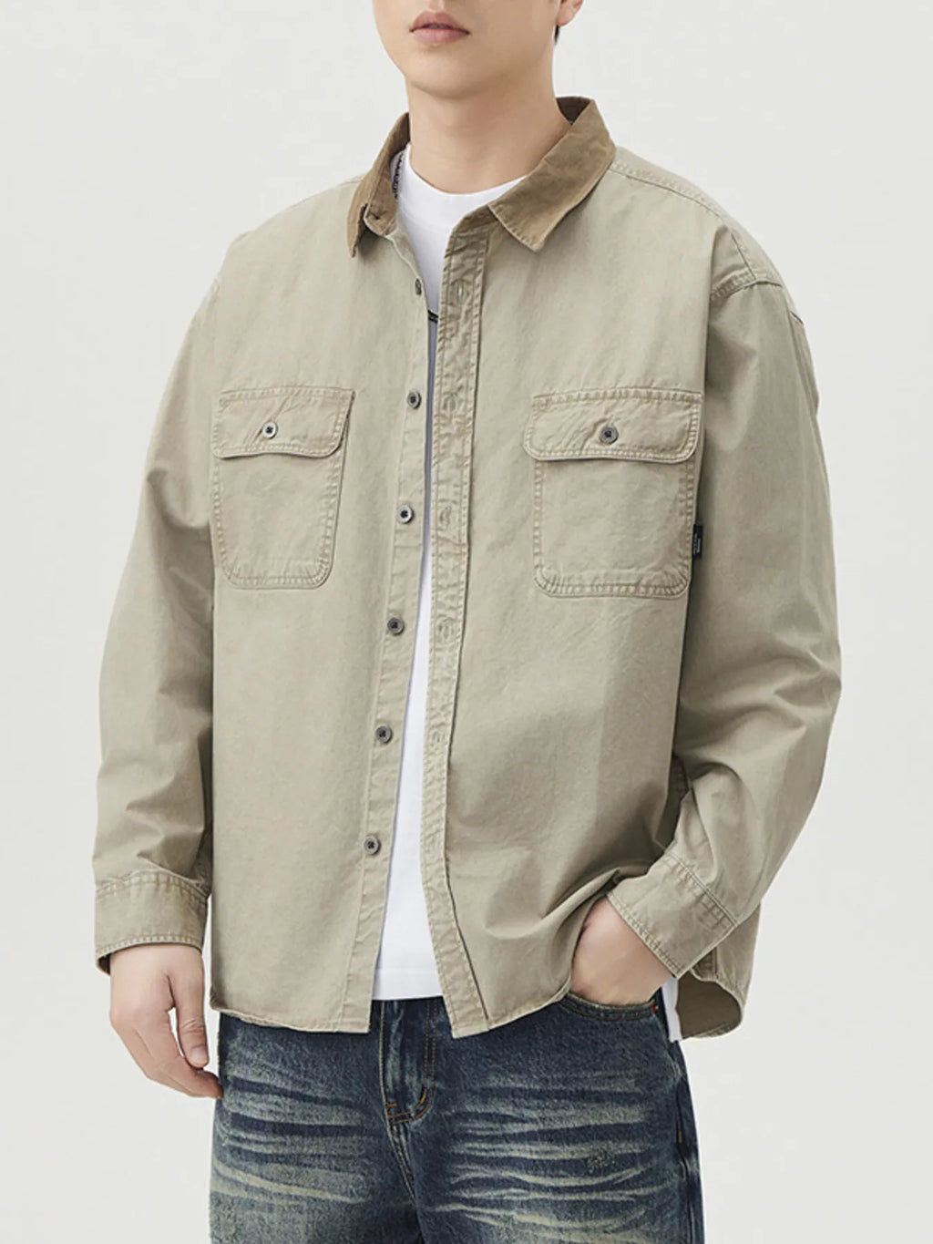 Men's Plus Size Button Up Long Sleeve Shirt