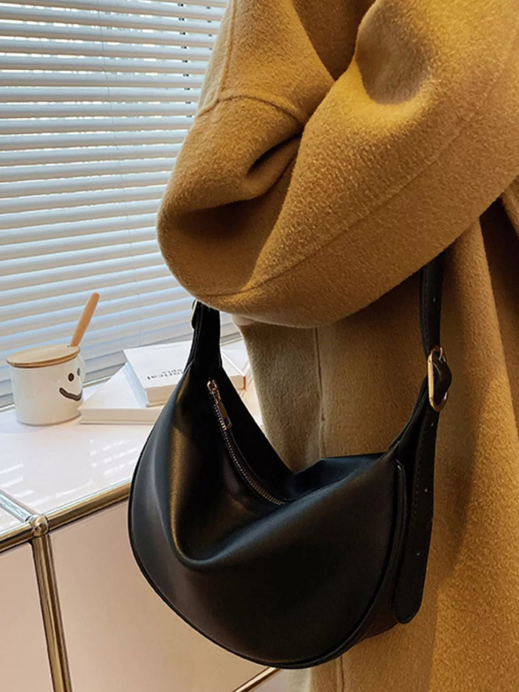 Adjustable Strap Crescent Crossbody Bag
