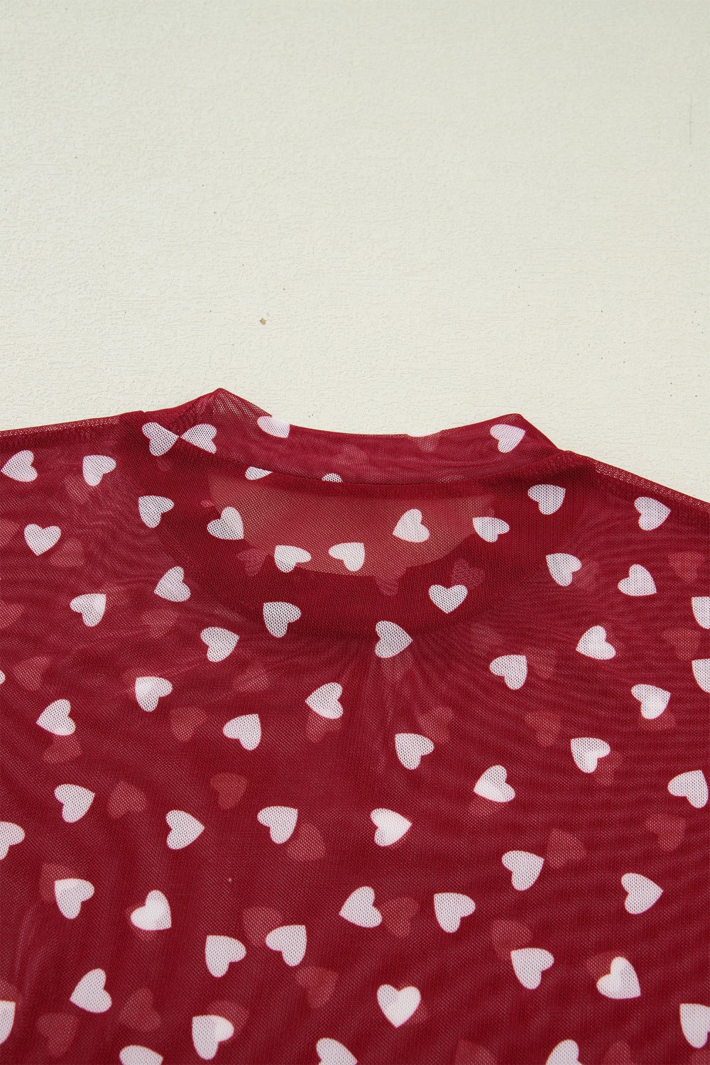 Sheer Heart Print Fitted Top