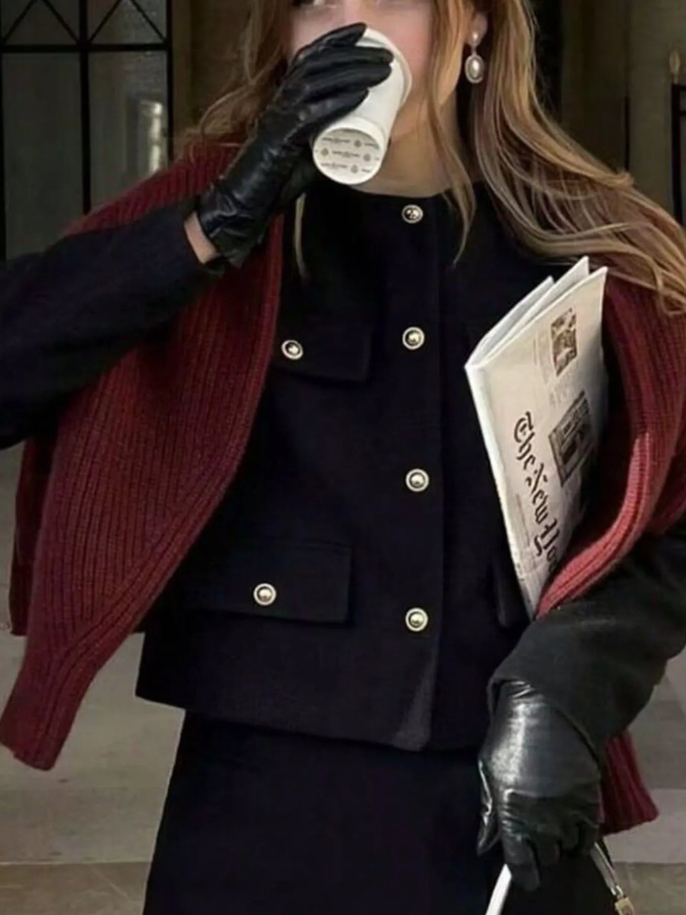 Tweed Button Up Cropped Outerwear