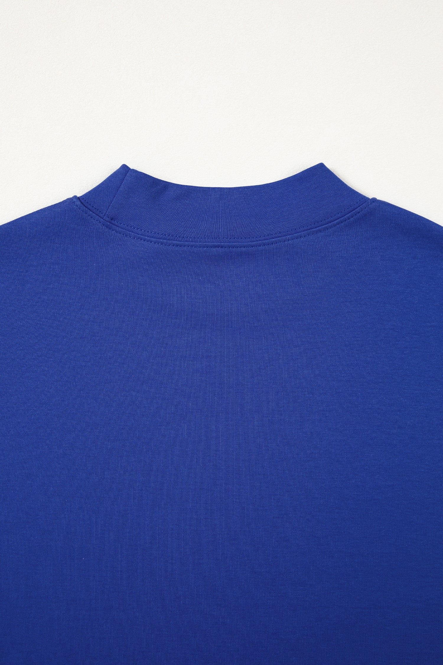 Dark Blue Solid Color High Neck Oversize Tee
