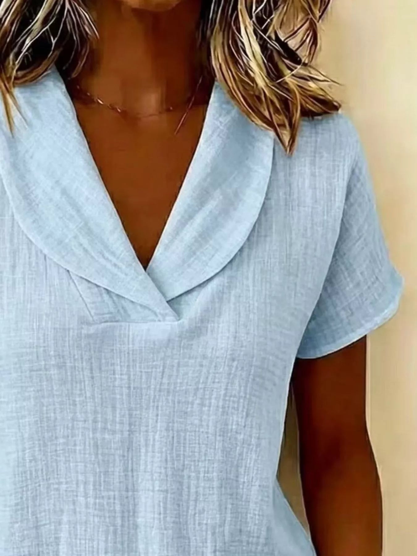 Full Size Casual Short Sleeve Textured Blouse Plus Size