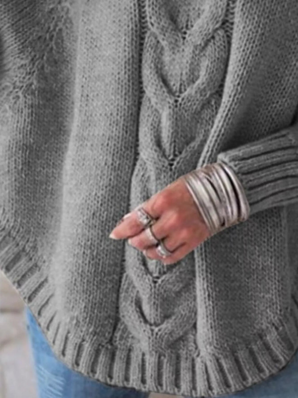 Cable-Knit Long Sleeve Sweater